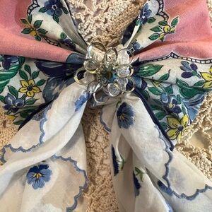 Elegant Pink and Blue Floral Hair Bow